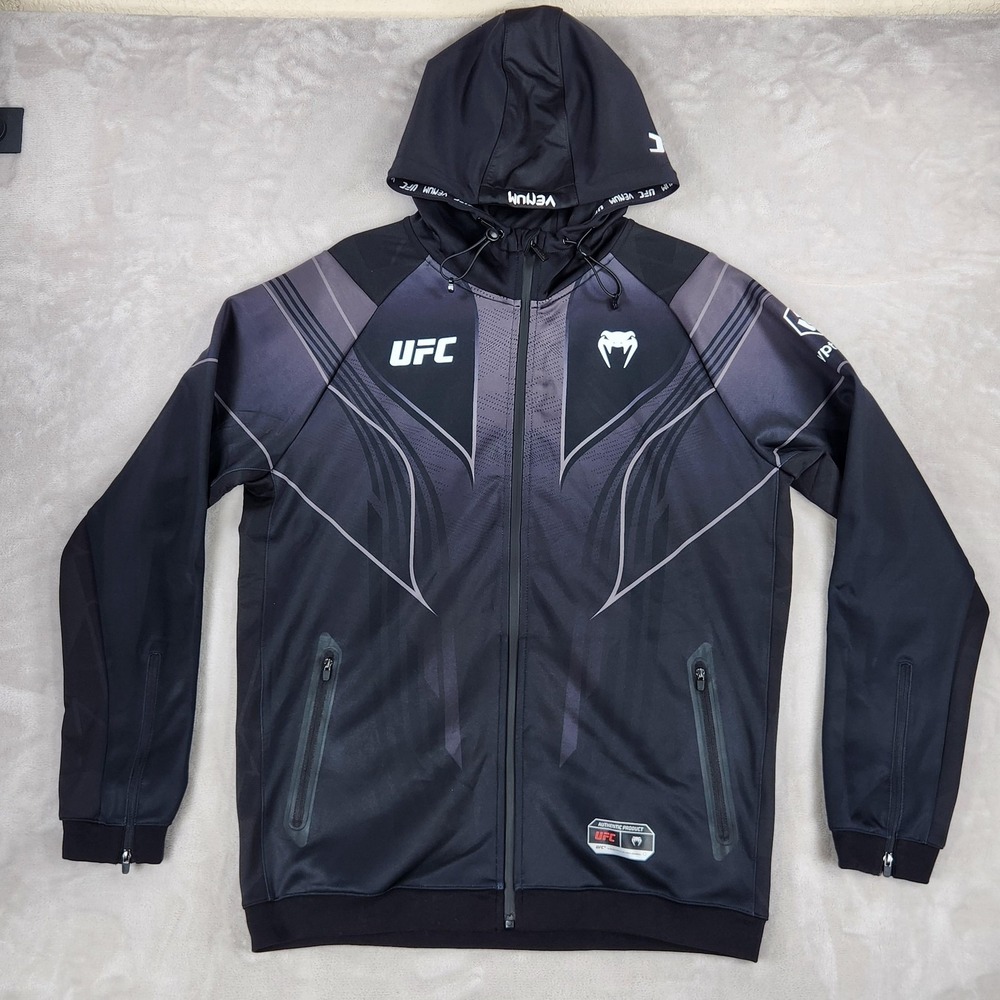 UFC Jacket Mens Large Black MMA Venum Full Zip Hooded Authentic RN131043